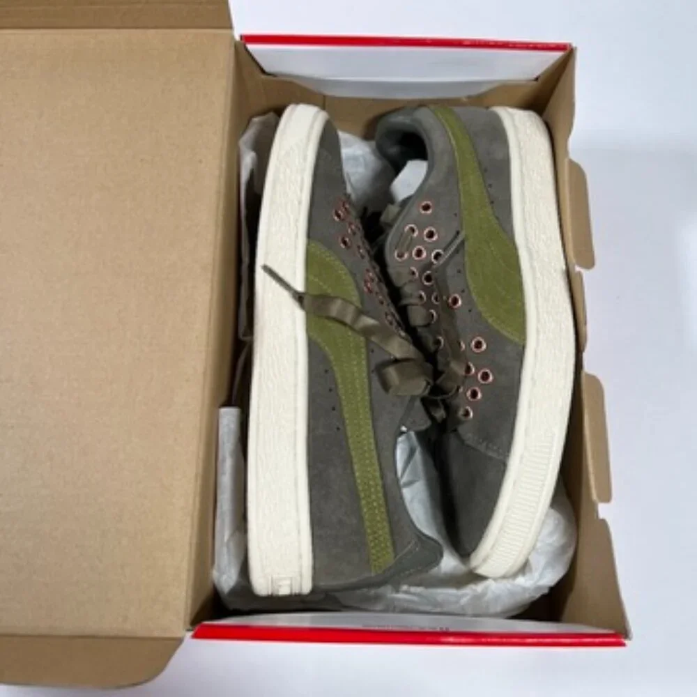 Puma Women's Size 7.5 Suede XL Lace VR Sneakers Green Olive Night Avocado Rivets